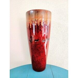 Big Sky Carvers Big Bear Vase With Bear & Footprint Accents 13" Tall Red/Taupe